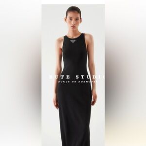 Black Sleeveless bodycon knit stretch Dress Size S/M